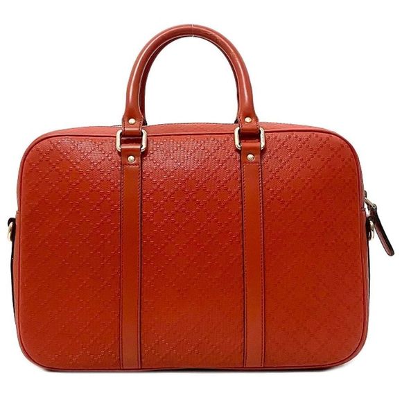 Gucci Diamante Orange Red Bright Calf Leather 2-way Business Bag Shoulder Bag - Picture 4 of 7